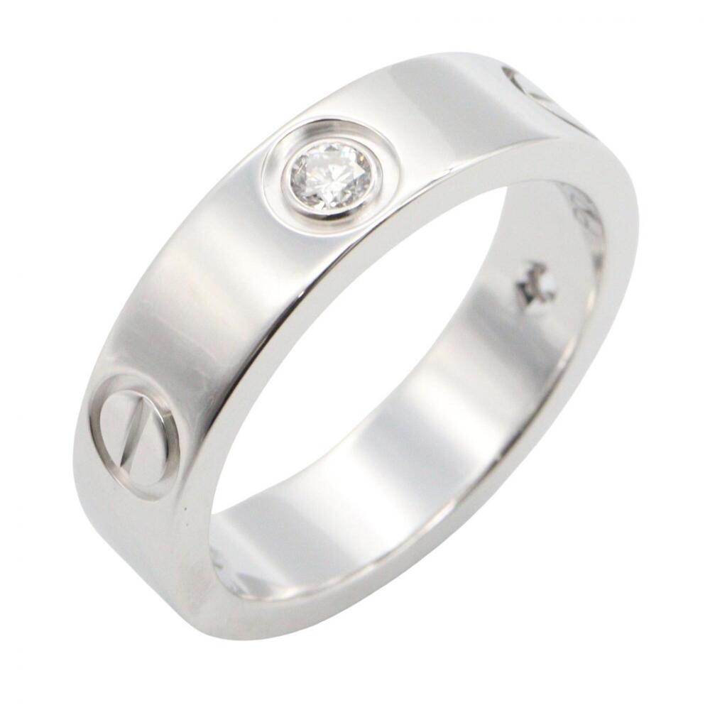 Cartier Love Ring 3PD - 18K White Gold (18KWG) Diamond for Women Silver/Clear...